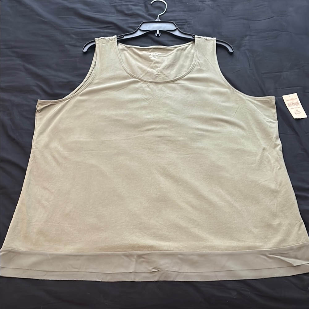 Olive Green Coldwater Creek Chiffon Layer Tank Sleeveless Top 2X